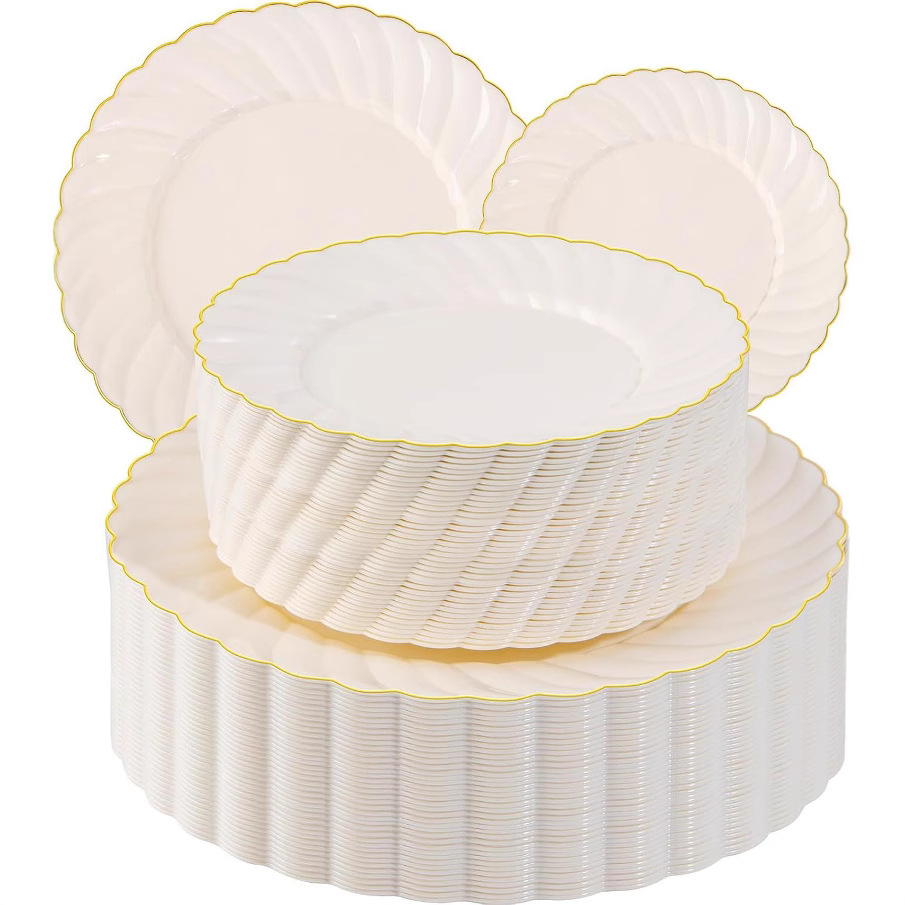 Beige avec bordure dorée