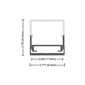 Profilé en aluminium 19,5*20MM, extrusion en forme de <span class=keywords><strong>U</strong></span>, couverture en PC PMMA pour éclairage à bande flexible, lampe linéaire moderne, surface en aluminium, LED Profi - Product Image 6