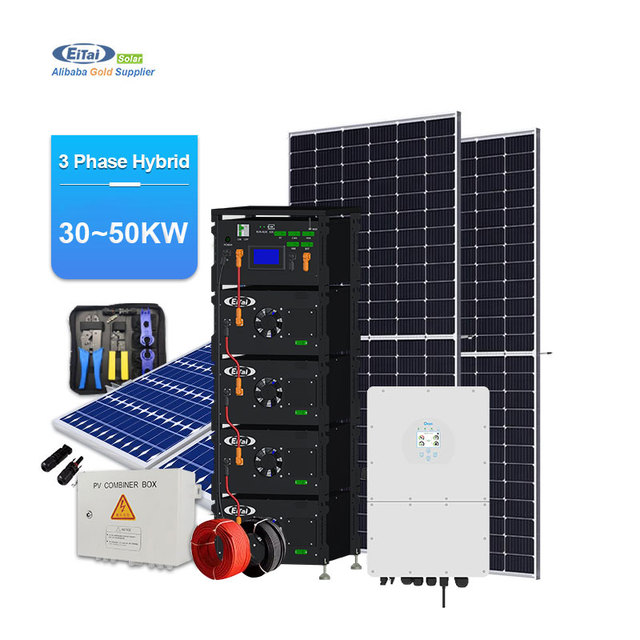 Placa Hibrid 30 Kw Hybrid Solar Panels and Power Hybrid Inverter Complete Full Set Kit System With Batteries Kits