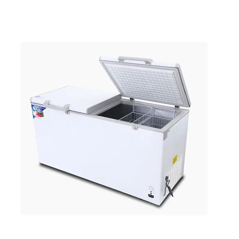 Congelador de peito solar alimentado por energia solar, 550l, uso superior, aberto, congelador profundo, venda imperdível