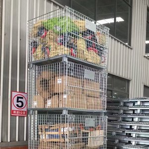 Depo lojistik ekipmanları için palet tabanı ile Mracking katlanabilir ağır tel örgü depolama kafesi - Product Image 6