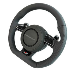 Volant en cuir noir à couverture intégrale pour <span class=keywords><strong>Audi</strong></span> B8 B9 S4 <span class=keywords><strong>Q3</strong></span> Q8 A1 A3 A4 A5 A6 A7 R8 RS3 C7 Q5 Q7 S3 S5 8V - Product Image 3