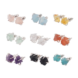 <span class=keywords><strong>Boucles</strong></span> <span class=keywords><strong>d</strong></span>'<span class=keywords><strong>oreilles</strong></span> minimalistes en argent plaqué pour femmes, avec pierres précieuses naturelles, <span class=keywords><strong>7</strong></span> <span class=keywords><strong>chakras</strong></span>, cirine, cristal de guérison - Product Image 2