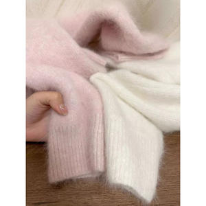 2024 nuovo arrivo maglione oversize in lana Merino poliestere maglione lavorato <span class=keywords><strong>a</strong></span> <span class=keywords><strong>mano</strong></span> in maglia in tinta unita maglione di lana da donna - Product Image 4