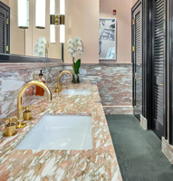 Dalles de marbre rose norvégien en pierre naturelle pour comptoirs de cuisine personnalisés, îlots, dessus de vanité, plans de travail et décoration