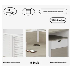 Đồ nội thất văn phòng hiện đại gỗ nối dài văn phòng bàn ghế bộ nhân viên bàn làm việc bàn tủ 6 người Màn hình máy tính bàn - Product Image 5