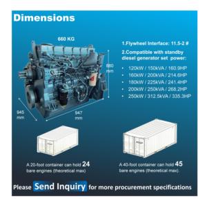 Ensemble moteur de groupe électrogène monophasé 60 Hz, 6 cylindres, 4 temps, 227 kW, 283,75 kVA, 304 CV, avec <span class=keywords><strong>pompe</strong></span> en ligne, pour alimentation hors réseau - Product Image 3