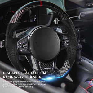 Volante de Fibra de Carbono para Toyota GR <span class=keywords><strong>Supra</strong></span> <span class=keywords><strong>2020</strong></span>+, A90A91 2019-2022, Forma de D, Base Plana, Cuero Perforado - Product Image 2