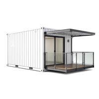 Maison conteneur de luxe extensible de 20 pieds, mini-maison préfabriquée, unité modulaire ADU pour suite d'hôtes de jardin avec balcon, terrasse et pont