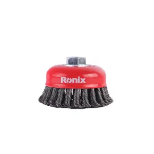 Ronix RH-9943 jual panas profesional 100mm kawat keriting sikat cangkir kualitas tinggi untuk pekerjaan sikat