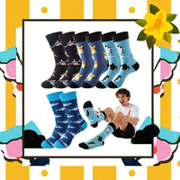 PLULON 4 paires de chaussettes hautes en mélange de coton à motifs animaux, fantaisie et amusantes, pour hommes et femmes, pour le bureau, la maison, les anniversaires