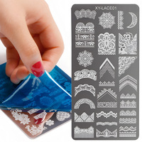 Plaques d'estampage d'ongles en gros Dentelle Design Plaques d'impression en acier inoxydable pour bricolage Outils de gabarit d'ongles