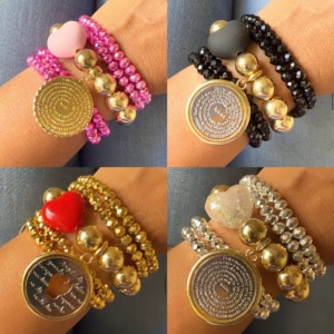 LS-C5662 Braccialetto con Perline di Cristallo, Charm Religioso con Moneta Amen, Grazioso Braccialetto con <span class=keywords><strong>Coccinella</strong></span> Rossa per Donne, Braccialetti Colorati con Corda - Product Image 2