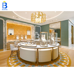 <span class=keywords><strong>Comptoir</strong></span> de kiosque de bijoux en bois massif de conception personnalisée avec étagères en verre pour l'affichage de magasin <span class=keywords><strong>au</strong></span> Jewels Mall - Product Image 2