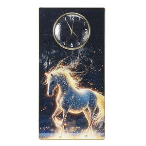 Reloj de Pared Moderno de Porcelana de Cristal, Arte de Pared Interior, Reloj de Lujo con Marco de Caballo, Reloj Grande Silencioso, Pintura y Arte de Pared - Product Image 6