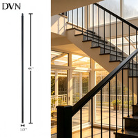 Balustres d'escalier carrés en métal noir anti-rouille DVN, poteaux linéaires creux, meneurs d'escalier modernes noirs pour escaliers intérieurs, rampes d'escalier