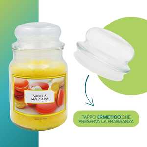 Candele Profumate in Barattolo di Vetro alla Vaniglia Macaron 510g Confezione da 3 Prodotte in Italia - Product Image 3