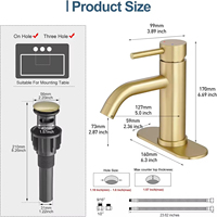 Robinet de lavabo de salle de bain moderne en acier inoxydable, monocommande, à capteur tactile, à poser sur le plan, finition brossée, à trou unique, avec valve en céramique, garantie 2 ans