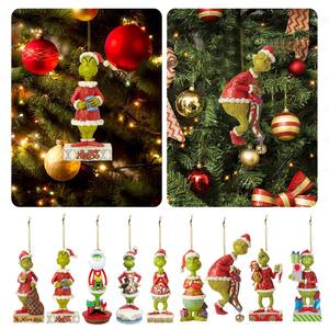 Nouveau produit 2025 noël Grinch monstre aux cheveux verts décorations d'arbre de noël ornements de voiture décoration de la maison - Product Image 3