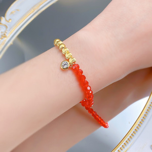Nuovo Bracciale in <span class=keywords><strong>Argento</strong></span> S925 Placcato Oro con Occhio di Gatto Rosso Portafortuna, Gioiello da Matrimonio di Alta Gamma, Gioioso, Raffinato e Versatile - Product Image 5