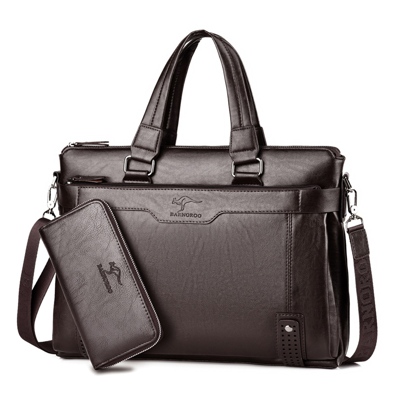Borsa a mano orizzontale marrone scuro 6001