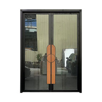 Porte en aluminium de style moderne brun rougeâtre, demi-vitrée avec panneaux latéraux, pour restaurant commercial, taille sur mesure
