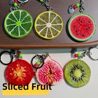 Gantungan Kunci Irisan Buah Resin Terlaris Model Baru, Liontin Buah Simulasi Lucu, Hiasan Tas untuk Dekorasi Sehari-hari Wanita
