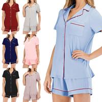 Ensemble en modals pour femmes-Top à manches courtes-Vêtements de nuit-Pyjamas-Vêtements de maison grande taille-Ensemble de vêtements de maison