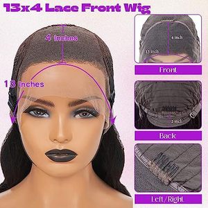 Brazilian <b>Deep</b> <b>Wave</b> Lace Front <b>Wig</b> Transparent Lace Natural Black 150% Density Long Human Hair <b>Wig</b> for Women - Product Image 2