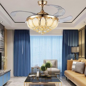 Quạt trần đèn LED đồng thau điều khiển từ xa 6 tốc độ đảo chiều 42 inch với 5 cánh quạt, động cơ DC, có thể điều chỉnh độ sáng, kiểu gắn sát trần, dành cho phòng khách hiện đại - Product Image 5