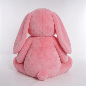 Conejo de Peluche Rosa Sólido Personalizado con Orejas Largas – Conejo Sentado Minimalista y Suave con Detalle de Nariz en Forma de Corazón - Product Image 5