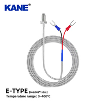Sensor Suhu Termokopel Tipe K/E 1.0M PT100 RTD dengan Sekrup M6 dan Ulir M8, Probe Industri Tahan Suhu Tinggi, Sensor Termokopel Terlindungi dengan Kabel