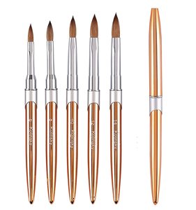 Pinceau à ongles en acrylique Kolinsky avec manche en métal doré, poils de zibeline pur, pour sculpture 3D, extension et peinture - Product Image 1
