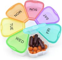 Organisateur de pilules hebdomadaire de voyage, boîte à pilules ronde portable pour 7 jours, boîte à pilules en forme de fleur, conteneur à pilules, porte-médicaments pour pilules de vitamines
