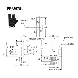 Sensor de Ranura de Medición Adecuado FF-U675, Interruptor Óptico de Ranura de 5 mm de Ancho con LED Infrarrojo, Sensor Fotoeléctrico - Product Image 5