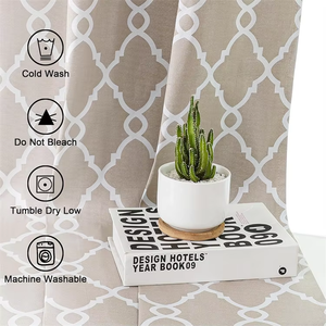 <span class=keywords><strong>Taupe</strong></span> entièrement bloc lumière chambre assombrissement salon <span class=keywords><strong>rideau</strong></span> classique géométrique Tan fenêtre rideaux occultants pour chambre - Product Image 4