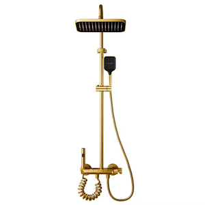 Juego de <span class=keywords><strong>Ducha</strong></span> Individual Rectangular FSH OEM 2026 en Oro Cepillado, con Rociador Manual para Aumentar el Flujo de Agua, Montaje en Pared, para Uso en Hoteles y Apartamentos - Product Image 5