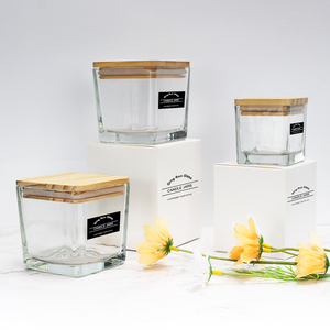 <span class=keywords><strong>Portacandele</strong></span> in <span class=keywords><strong>Vetro</strong></span> Quadrato Personalizzato da 10oz, Barattolo Vuoto di Lusso Riciclabile per Regali e Bomboniere di Natale, Pasqua e Matrimonio - Product Image 3