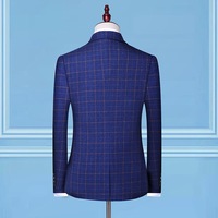 Setelan Bisnis Trendy Y7307 untuk Pria, Jaket Satu Kancing Motif Kotak-kotak + Rompi + Celana, 3 Potong, untuk Pesta Formal & Pernikahan
