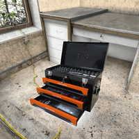 Boîte à outils portable en acier 20'' à 3 tiroirs et 4 niveaux avec poignée de transport, clés réglables et loquets de rangement multifonctionnels