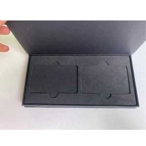 Custom Black Rigid Cardboard Gift Card Box Packaging High-end Luxury Credit Card Box Two Holes Slots Vip Card Box with Magnetic