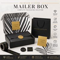 Coffret d'emballage personnalisé esthétique noir pour colis postaux, boîte d'expédition pour petites entreprises, bijoux de luxe