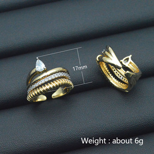 Vintage-Design <span class=keywords><strong>Gold</strong></span>/Silber Beschichtete Mehrschichtige Schlangenringe für Damen und Herren Glänzende CZ-Besetzte Punk Hip-Hop Offene Verstellbare Tier-Ringe - Product Image 2