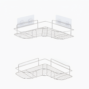 <b>Stainless</b> <b>Steel</b> Triangle Corner <b>Shelf</b> Rack No Drilling Waterproof <b>Kitchen</b> Bathroom Storage Organizer - Product Image 1