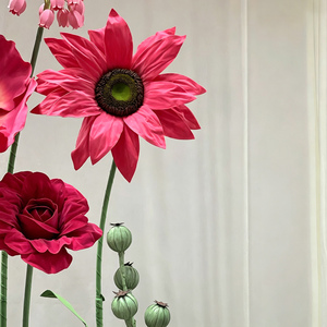 <span class=keywords><strong>L</strong></span>-057 Ensemble de <span class=keywords><strong>fleurs</strong></span> géantes faites à la main personnalisées, <span class=keywords><strong>fleurs</strong></span> géantes sur pied, grandes compositions florales artificielles pour la décoration de mariage - Product Image 2