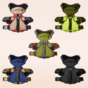 بيج ممتاز فريد أكسفورد الكلب تسخير عالية الجودة لوحة مزدوجة كبيرة الكلب تسخير مقابض مزدوجة الحيوانات الأليفة تسخير مع جيب - Product Image 2