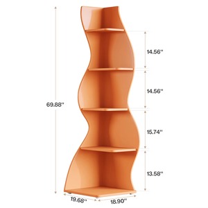Étagère d'angle SENYU, bibliothèque d'angle murale moderne à 5 niveaux, élégante petite bibliothèque d'angle, étagère de rangement - Product Image 2
