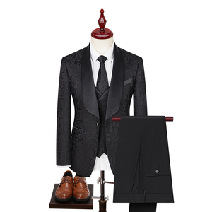 Ensemble de costume jacquard pour <span class=keywords><strong>homme</strong></span> populaire, veste, gilet, <span class=keywords><strong>pantalon</strong></span>, noir et <span class=keywords><strong>blanc</strong></span>, costume de mariage, costume de soirée, grande <span class=keywords><strong>taille</strong></span> pour <span class=keywords><strong>homme</strong></span> - Product Image 3