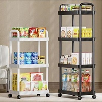 Petit chariot de rangement en plastique moderne sur pied, étagère multi-niveaux pour fruits et légumes de cuisine, panier pliable pour salle de bain