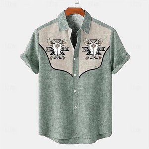 <span class=keywords><strong>Chemise</strong></span> décontractée pour <span class=keywords><strong>homme</strong></span> imprimée en 3D, respirante et anti-humidité, avec fermeture éclair, style urbain, manches courtes, en polyester - Product Image 3